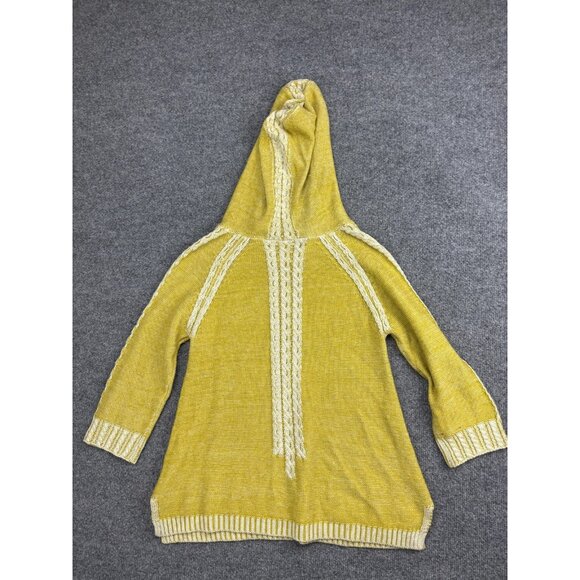 Far Away From Close Hooded Sweater Womens Small Yellow Knit Pullover Tunic Boho - Picture 7 of 7